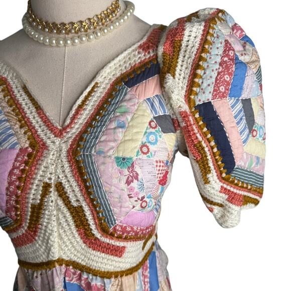 Sea New York Quin Mini Dress patchwork knit quilted BoHo size extra small XS - Picture 8 of 15